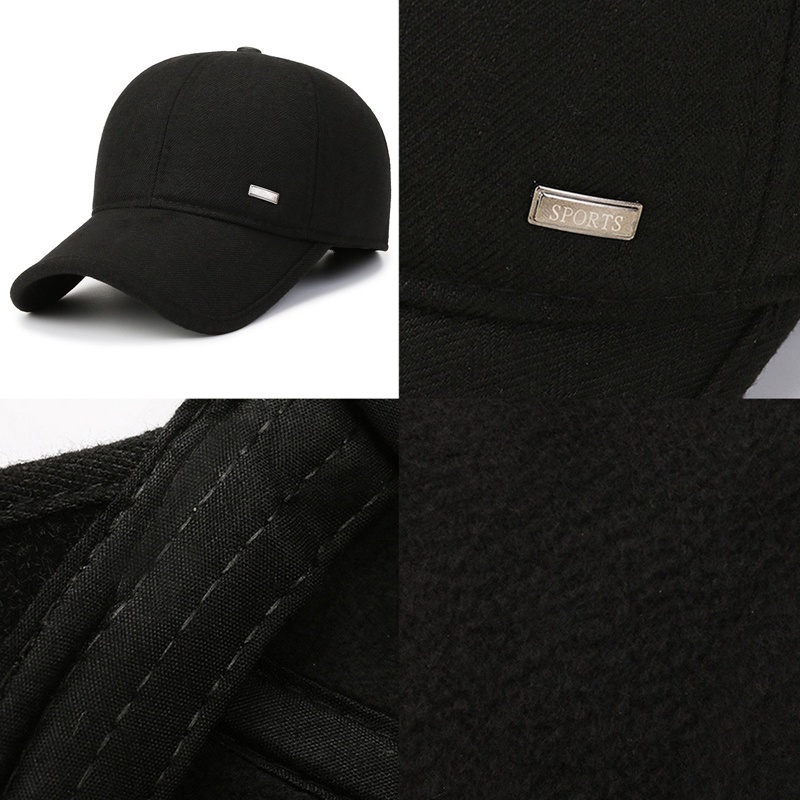 Mũ Lưỡi Trai Len Màu Trơn Che Tai Phong Cách Hip Hop Thời Trang Mùa Đông Cho Nam Và Nữ