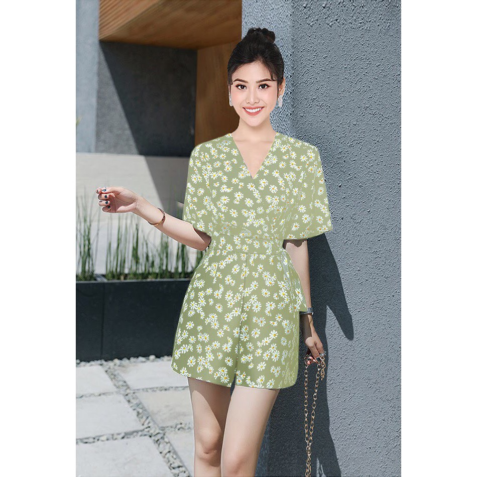 Jumpsuit 🎁FREESHIP🎁 jum ngắn cổ tim thắt nơ eo xinh xắn TJ1072 | BigBuy360 - bigbuy360.vn