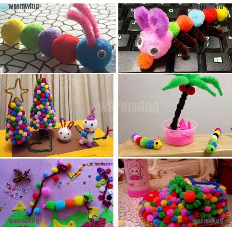 100 Quả Cầu Lông Xù 10mm 20mm 30mm Nhiều Màu Sắc Dùng Làm Đồ Thủ Công Cho Bé