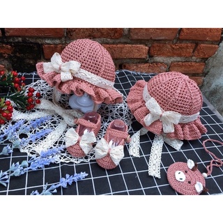 Set giày + mũ nơ hồng cho bé gái