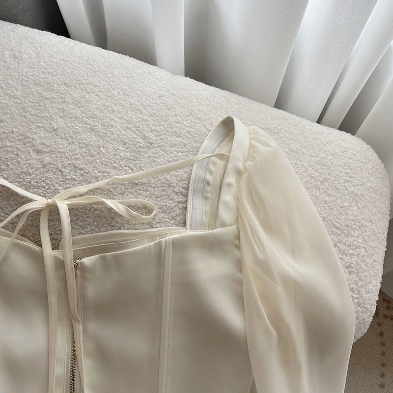 Áo Kiểu Chiffon Cổ Vuông Phong Cách Thời Trang Mùa Xuân Mới Chất Lượng Cao