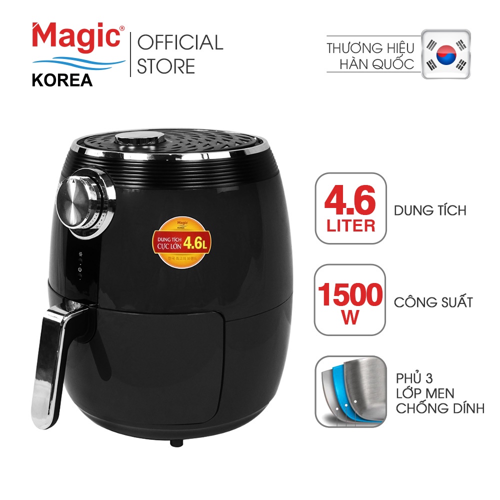 Nồi chiên nướng chân không Magic Korea A802DE  4.6L cho gia đình 4-6 người,chiên nướng nguyên con gà 1.5kg,BH chính hãng