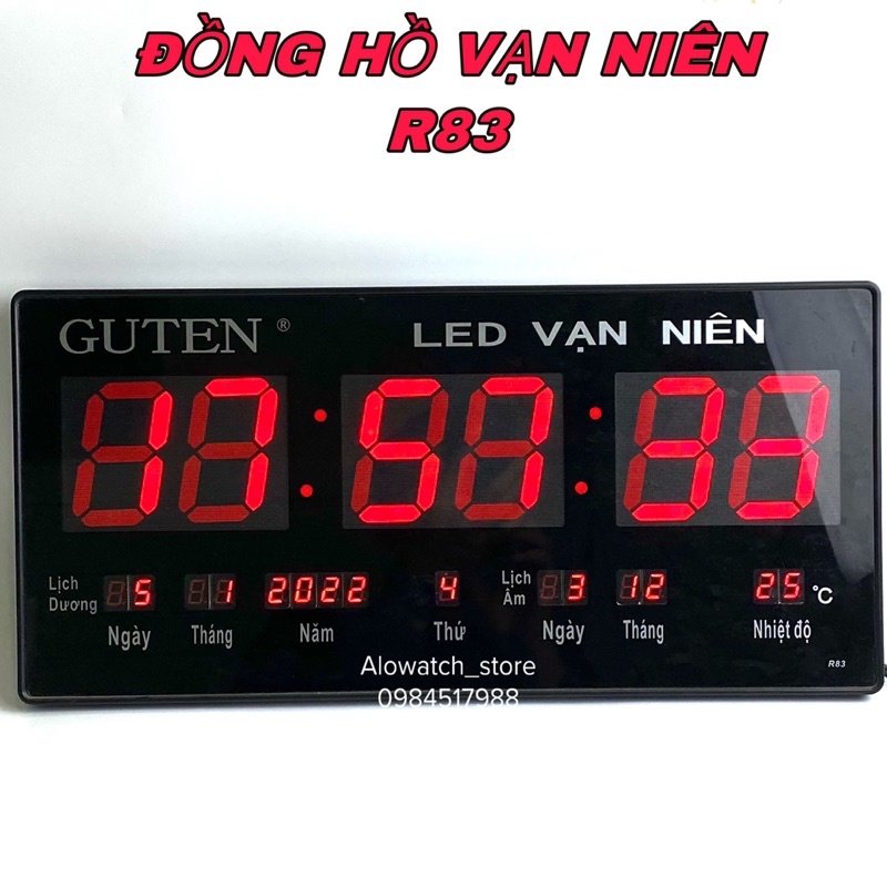 [ Hàng loại 1 ] Đồng Hồ Led Vạn Niên Guten R83 Treo Tường Chữ Đỏ