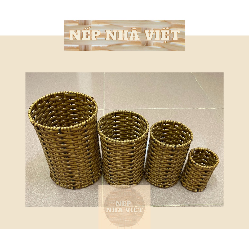 Ống Tròn Cao Mây Tre Đan Chất Liệu Dây Nhựa Bền Đẹp