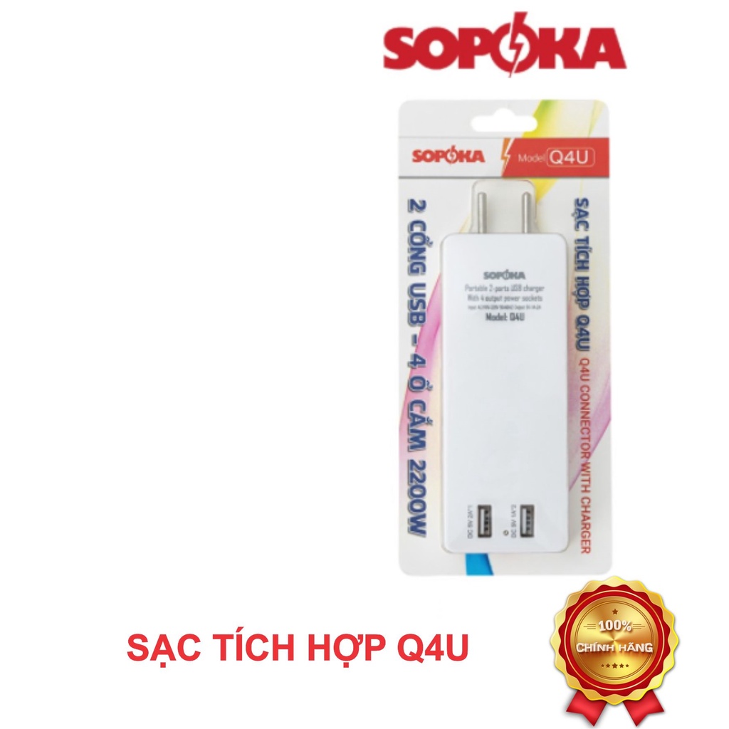 Ổ cắm điện thông minh SOPOKA Q4U tích hợp cổng USB tiện lợi