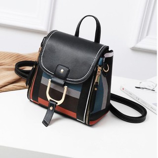 Balo mini da nữ chất đẹp Đeo 2 Kiểu Balo Và Túi Kẻ Caro