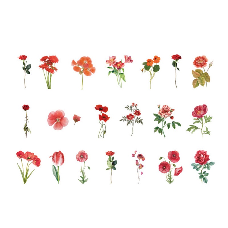 Bộ 40 Miếng Dán Bình Nước In Hoa Đáng Yêu Dùng Trang Trí