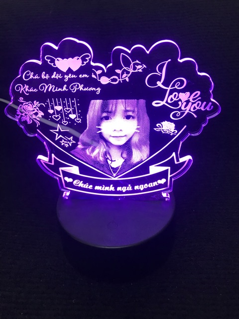 Đèn Led 3d Khắc Hình Ảnh Theo Yêu Cầu  - 16 màu tuỳ chỉnh - Quà tặng từ chú bộ đội