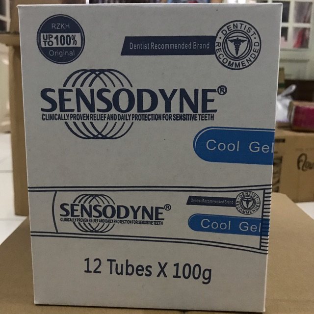 1 hộp KEM ĐÁNH RĂNG SENSODYNE COOL GEL THÁI LAN 100gx12 tuýp