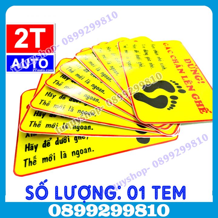 Logo sticker tem dán nhắc nhở cấm gác chân, yêu cầu không được gác chân khi ngồi trên xe, SKU:gacchan