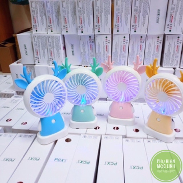 🌬Quạt mini tích điện cầm tay có đèn sáng, quạt để bàn có tai cute ( tặng kèm dây sạc) | BigBuy360 - bigbuy360.vn