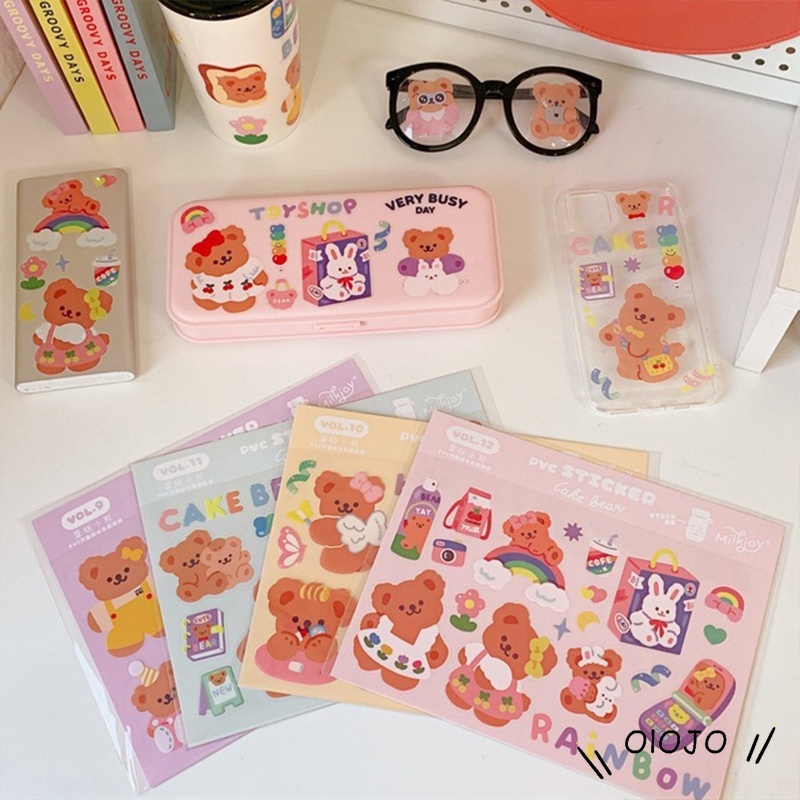 Sticker Dán Trang Trí Sổ Tay Hình Gấu Hoạt Hình Xinh Xắn