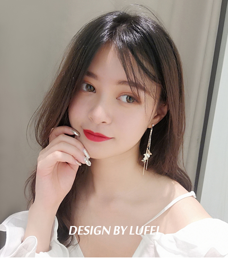 Hoa Tai Dáng Dài Phối Nơ Xinh Xắn Thời Trang Cho Nữ