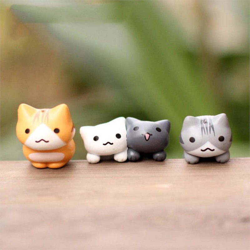 Set 6 mô hình mèo may mắn trang trí sân vườn