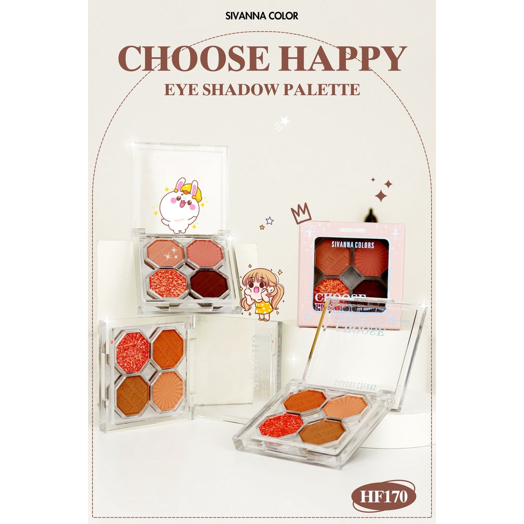 Bảng Phấn Mắt 4 Ô Sivanna Colors Choose Happy Eye x Cheek Shadow Palette HF170