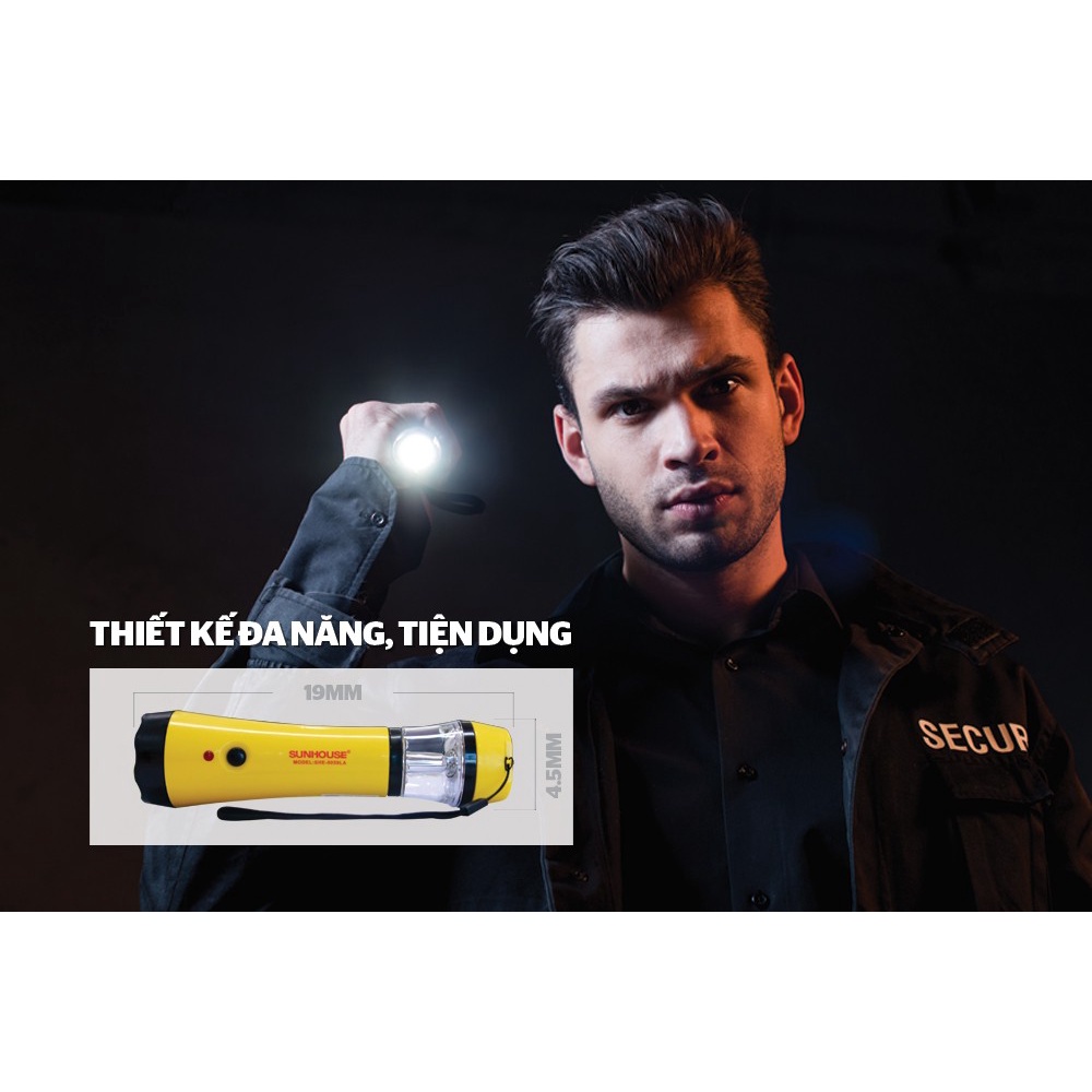 Đèn pin đa năng SUNHOUSE 3L SHE-9059LA - Màu vàng, bảo hành 6 tháng