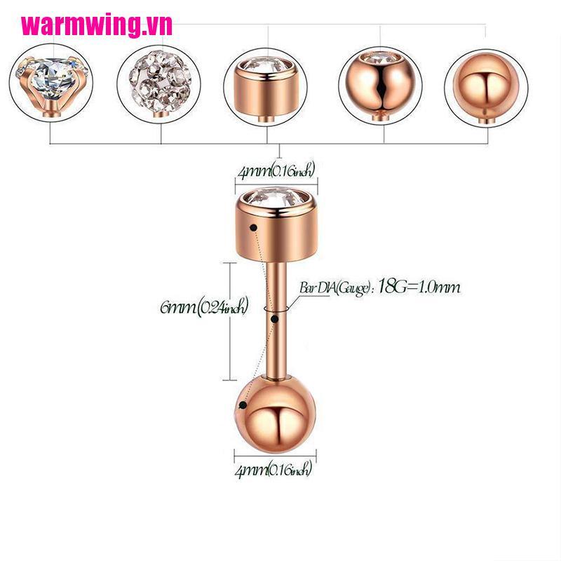 Set 10 Khuyên Tai Bằng Thép Không Gỉ Đính Đá Pha Lê