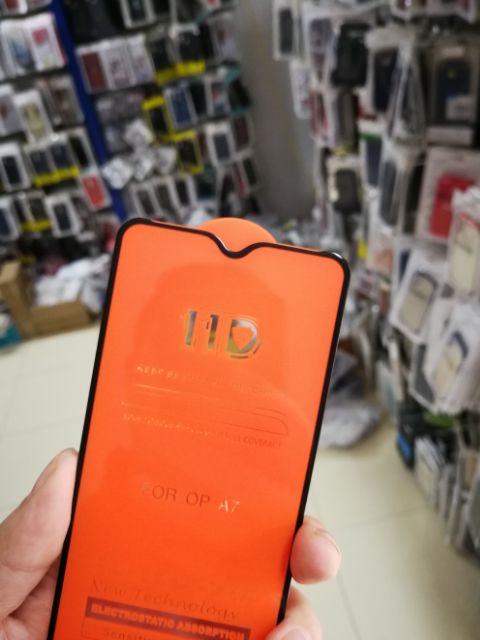 Cường lực 11D Cho Oppo A7 FREESHIP Từ 50k Full màn Full Keo ôm viền 2.5D Đen ( tặng keo chống hở mép )