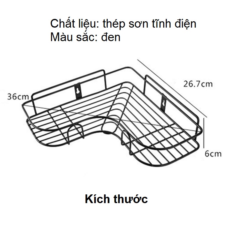 Kệ góc nhà tắm dán tường chịu lực, giá treo để đồ thép không gỉ chắc chắn tiện lợi | BigBuy360 - bigbuy360.vn