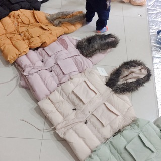 Áo phao nữ túi vuông rút eo