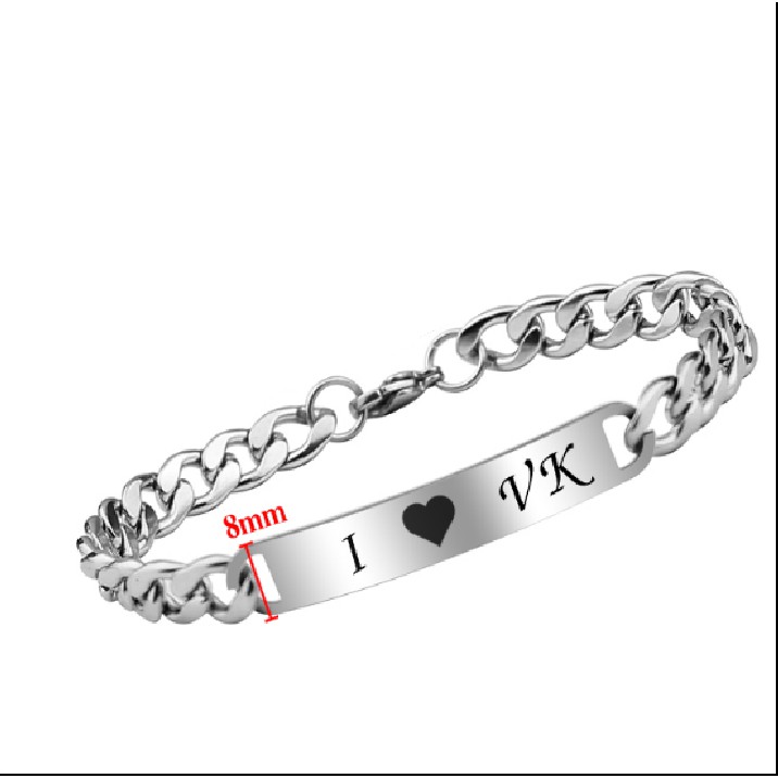 ( Có bán lẻ 1 chiếc ) Lắc tay cặp đôi inox thấy là thích bạc khắc chữ I Y VK / CK - Cam kết 1 đổi nếu đen & gỉ sét