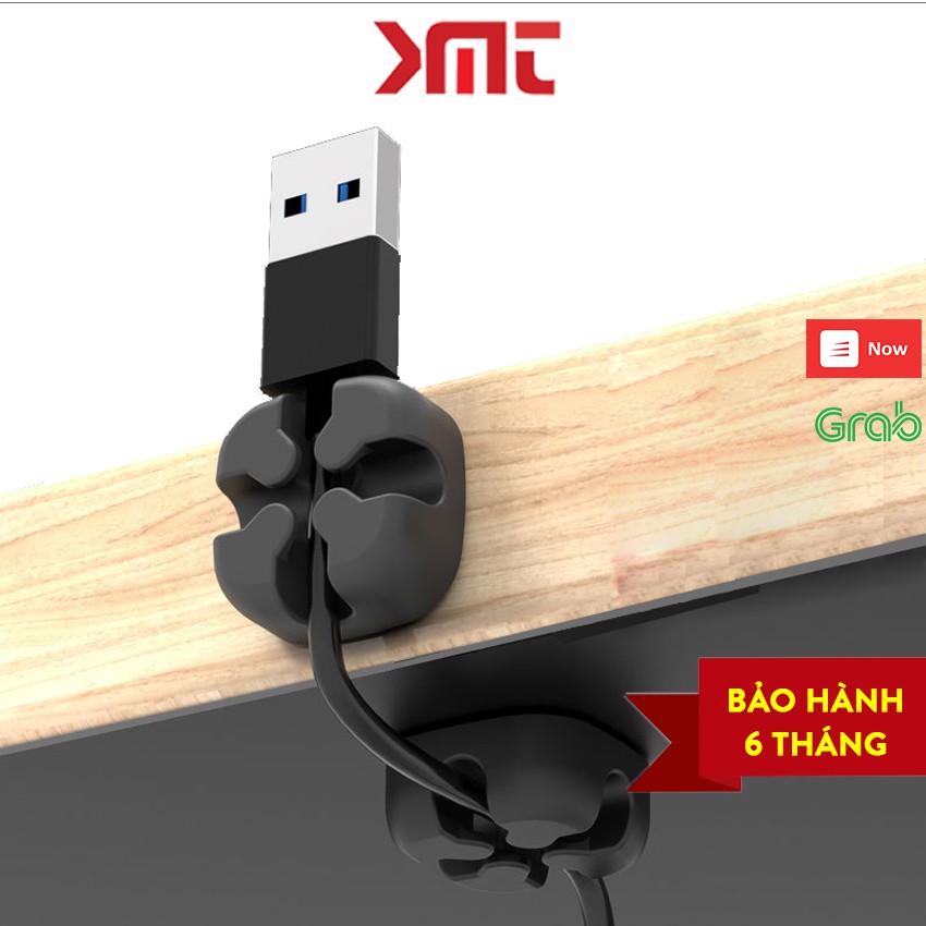 Nút nẹp dán cố định cáp sạc dây điện bằng silicon chống xoắn chống rối KMT Store PK05