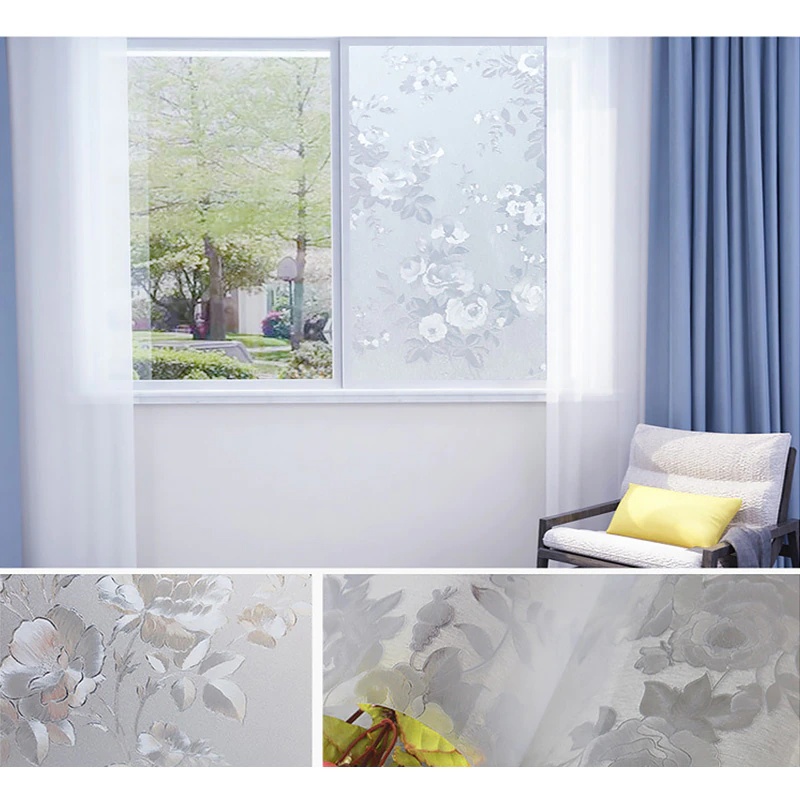 Decal dán kính mờ hoa văn nhám size 45x200cm giấy dán kính chống nhìn trộm cho cửa sổ phòng tắm vách ngăn phòng