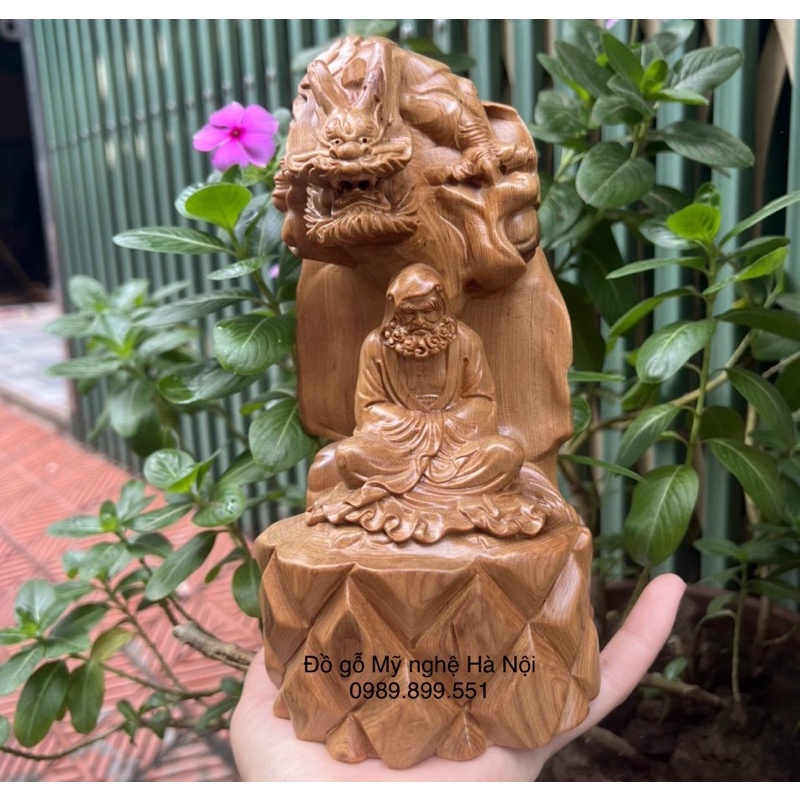 Tượng đạt ma sư tổ gỗ bách thơm cao 20 cm (có lỗ xông trầm)