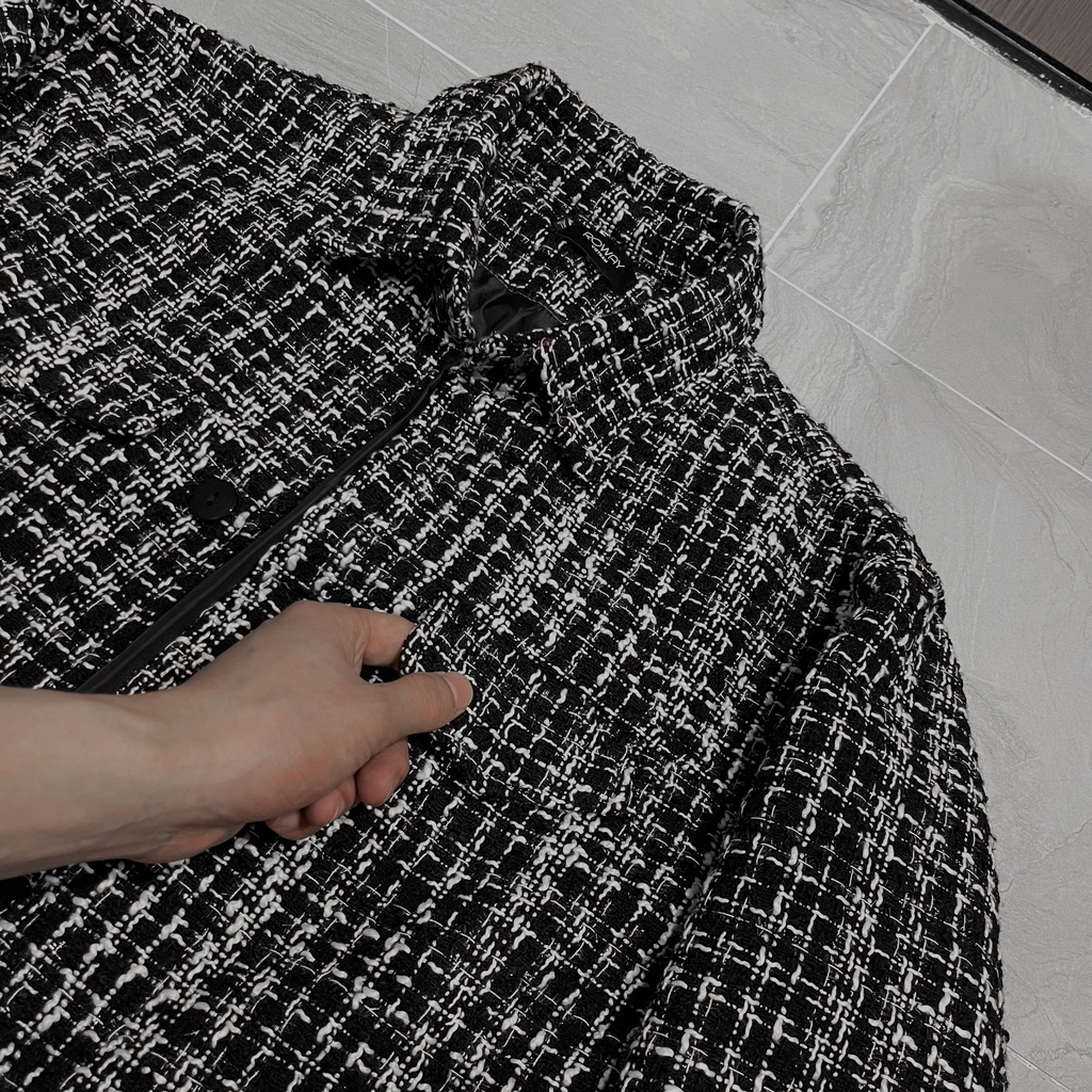 Áo Khoác Dạ Roway Chất Liệu Dạ Tweed Nhập Khẩu Cao Cấp | Dạ Sọc Đen