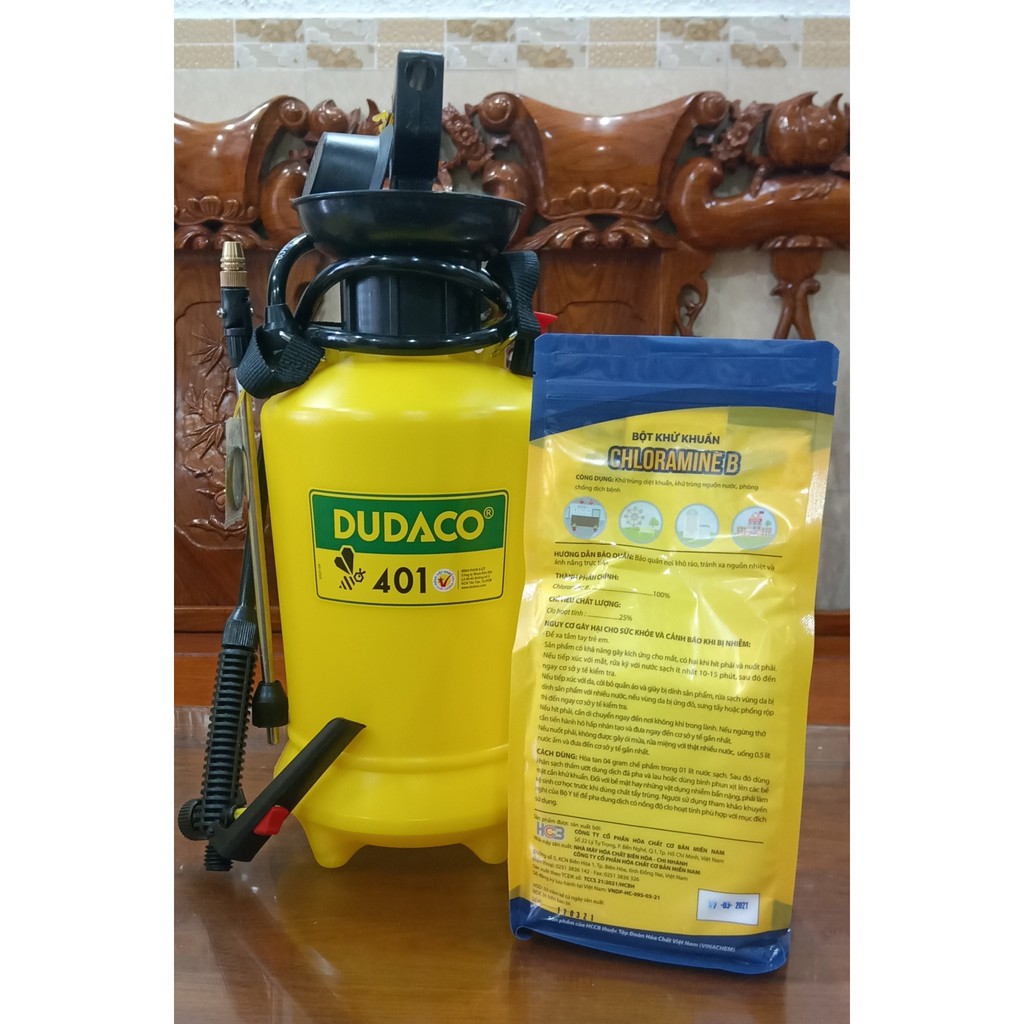  COMBO 1 túi Chloramin B và bình phun Dudaco 4 lít