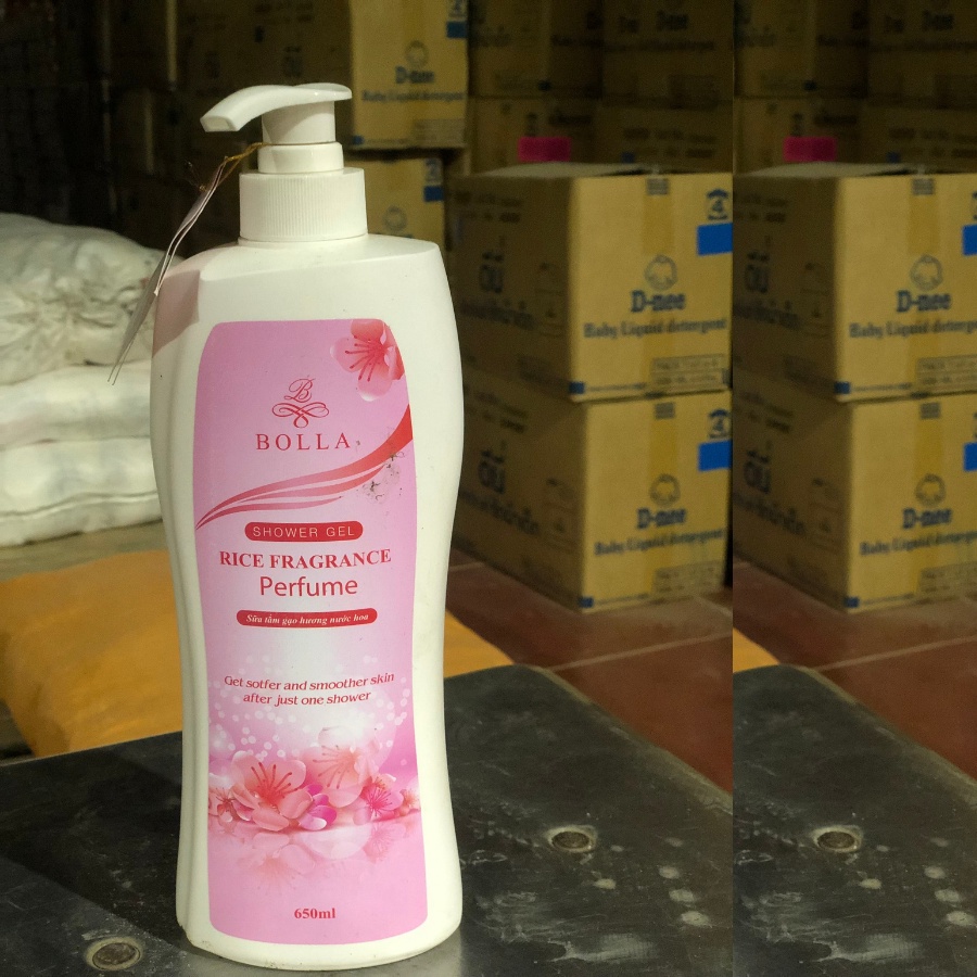 Sữa tắm nước hoa Bolla tinh chất gạo 650ml dưỡng ẩm thơm lâu trắng da toàn thân lưu hương lâu ,dịu nhẹ hàng chính hãng