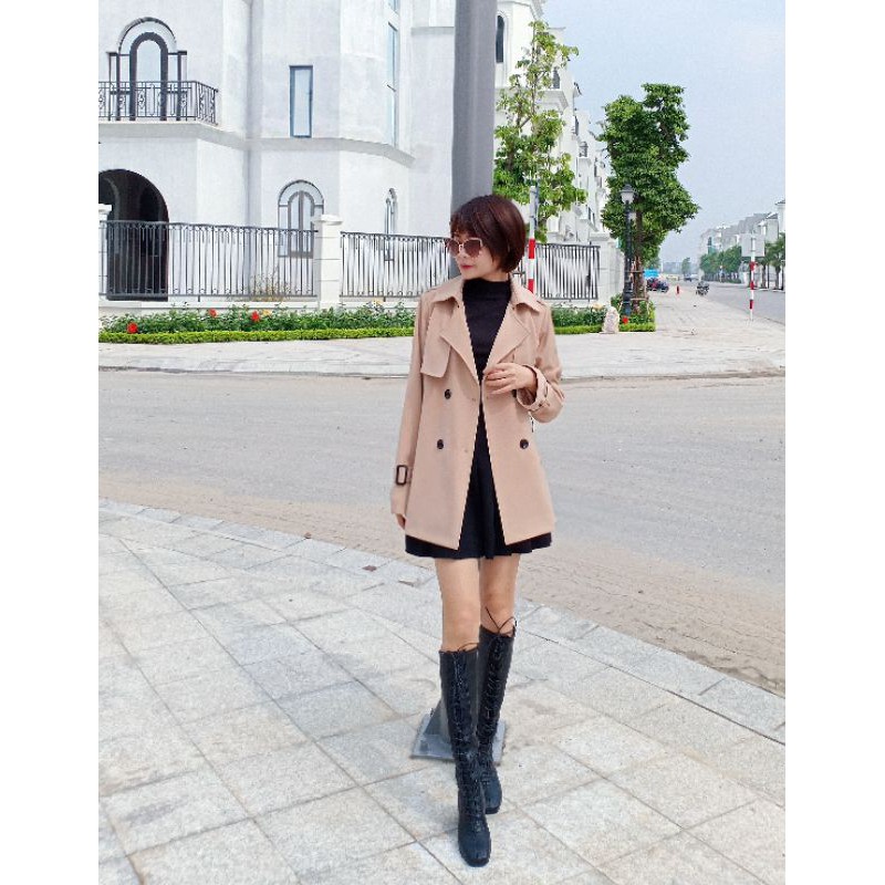 Chất vải đẹp - Áo Mangto Trench coat dáng ngắn [Có sẵn - Hàng Thiết Kế]