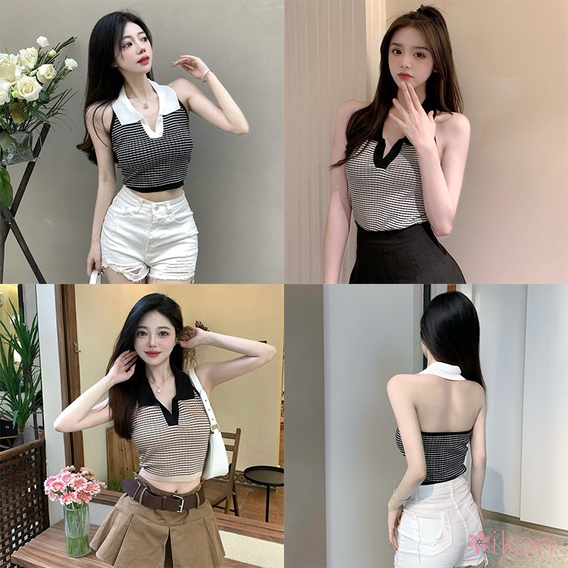 Áo Dệt Kim Nữ Sát Nách Màu Sắc Tương Phản