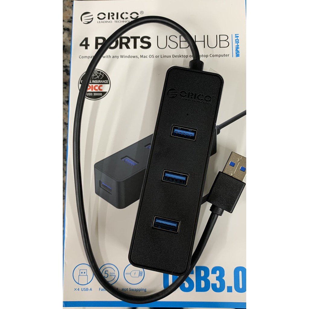 Bộ chia USB HUB 4 cổng USB 3.0 ORICO W5PH4-U3-BK - Hàng Chính Hãng