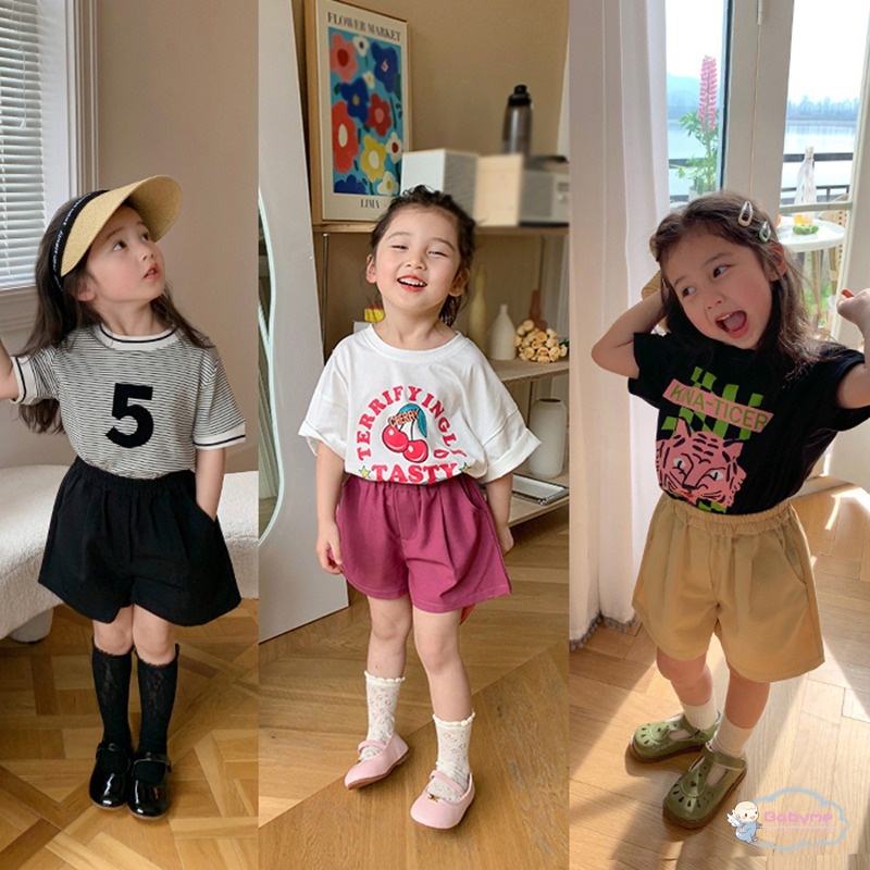 Quần ngắn ống rộng Lưng Thun Phong Cách Thể Thao Dành Cho Bé Gái