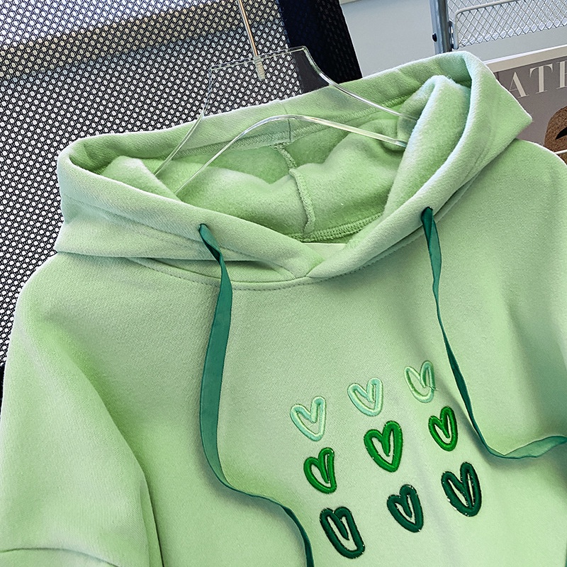 Áo Hoodie Dáng Rộng Thêu Họa Tiết Trái Tim Phong Cách Mới 2022 Cho Nữ