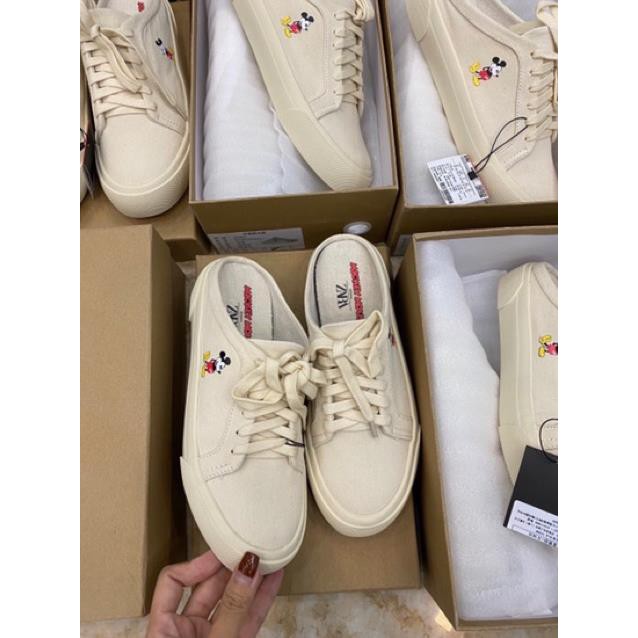 Giày hở gót zara mickey xuất dư fullbox tag mác