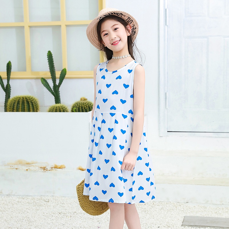 Đầm Công Chúa Hai Dây Bằng Vải Cotton Giả Lụa In Họa Tiết Dễ Thương Thời Trang Mùa Hè Mới Cho Bé Gái