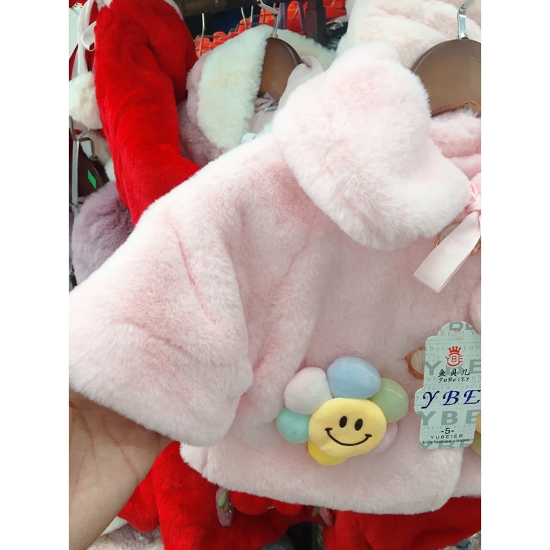 Áo choàng lông hình bông hoa cao cấp cho bé 8-16kg