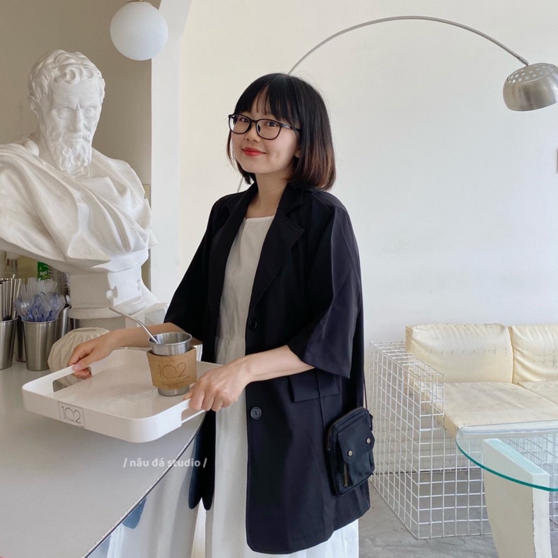 BLAZER NGẮN TAY HÀN QUỐC (ảnh thật) - NÂU ĐÁ STUDIO. | BigBuy360 - bigbuy360.vn