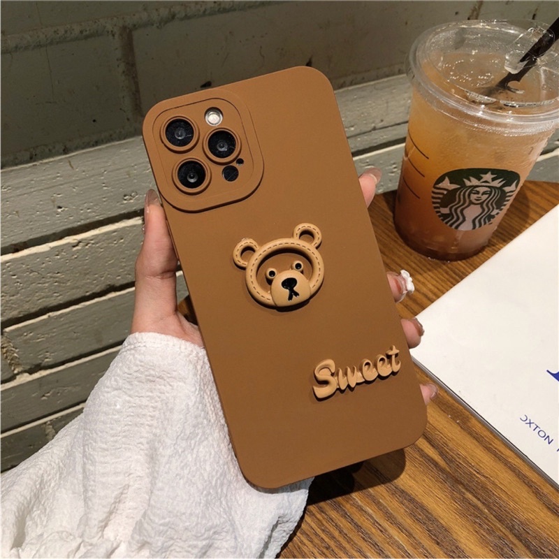 Ốp Lưng Basic Camera Nổi - Mẫu Gấu Sweet Nổi
