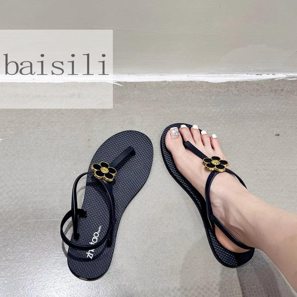 SANDAL BỆT BAISILI - GIÀY NỮ ĐẾ BẰNG QUAI KẸP ĐÍNH HOA PHONG CÁCH THỜI TRANG HIỆN ĐẠI BTEST