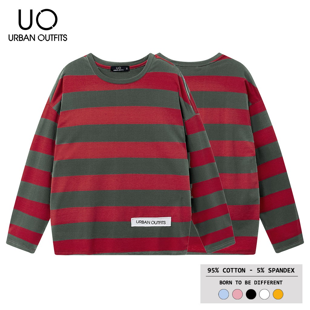 Hàng OUTLET 4 Màu TDO17 Áo Thun Tay Dài Nam Nữ Form Rộng URBAN OUTFITS 2 Sọc Ngang 100 Cotton 4 Chiều | BigBuy360 - bigbuy360.vn