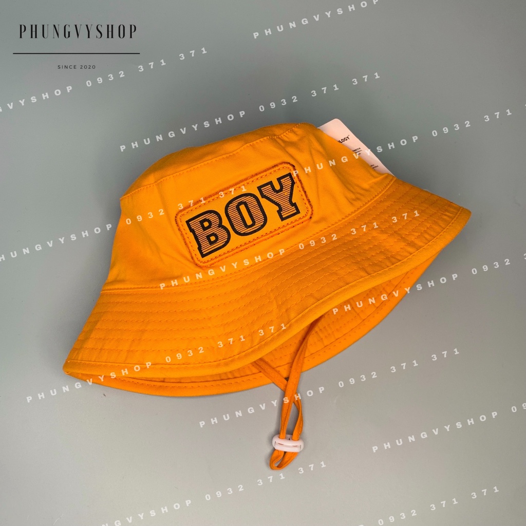 (Bé 2-4 tuổi/ Vòng đầu 51cm) Mũ bucket dễ thương thêu BOY TRƠN- Nón trẻ em