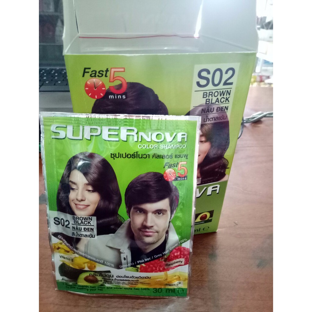 Dầu gội Nhuộm tóc Thảo Dược Super Nova S02 Màu Nâu Đen 30ml - 0804055 | BigBuy360 - bigbuy360.vn