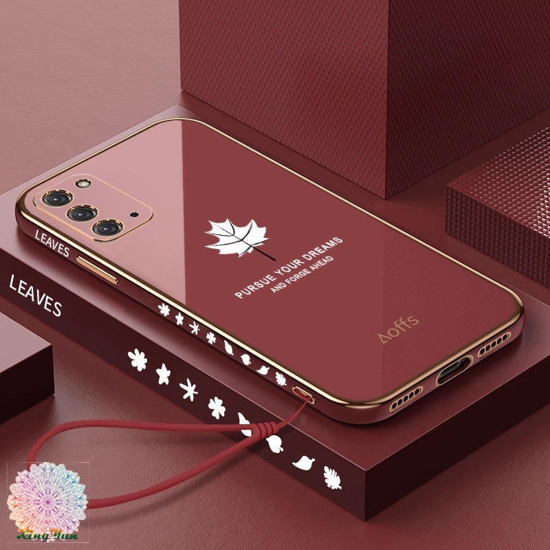 Ốp Điện Thoại Mềm Họa Tiết Lá Phong Có Dây Đeo Cho Samsung A02S A10S A31 A30 A20 A70 A70S S10 S10 Plus Note10 Note10 Pro