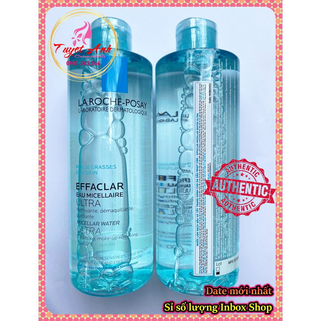 Nước tẩy trang La Roche-Posay Effaclar Micellar Water Ultra Oily Skin 400ml (Chai), sạch sâu &amp; kiểm soát nhờn cho da dầu