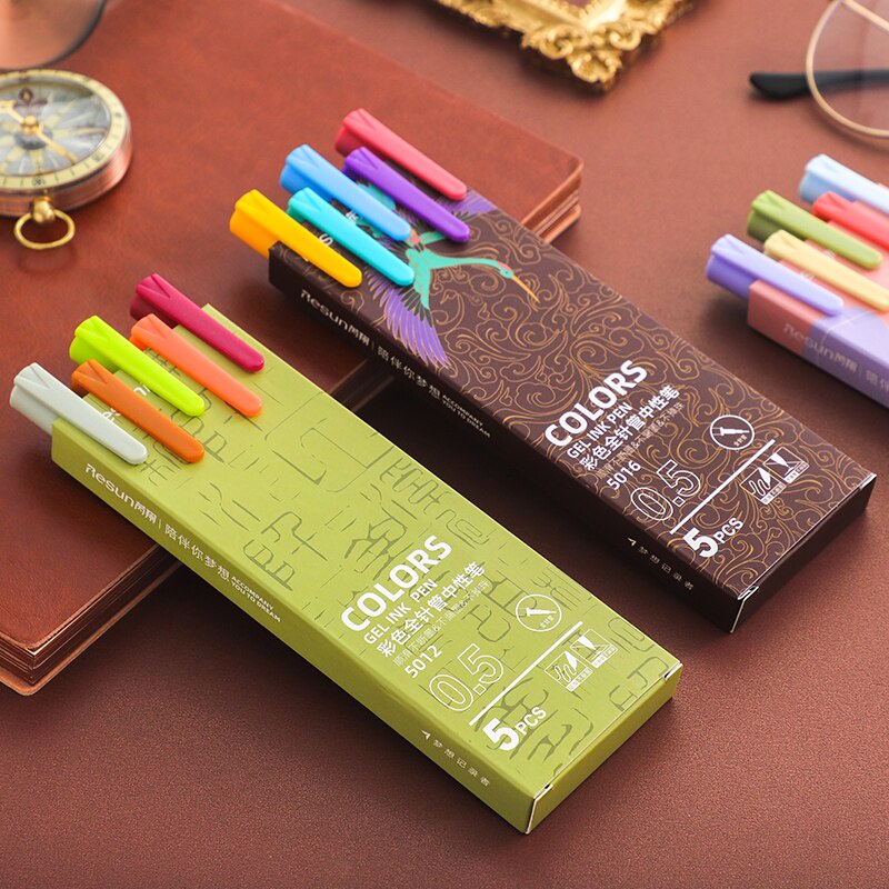 Set 5 bút mực gel có ngòi 0.5mm độc đáo nhiều màu