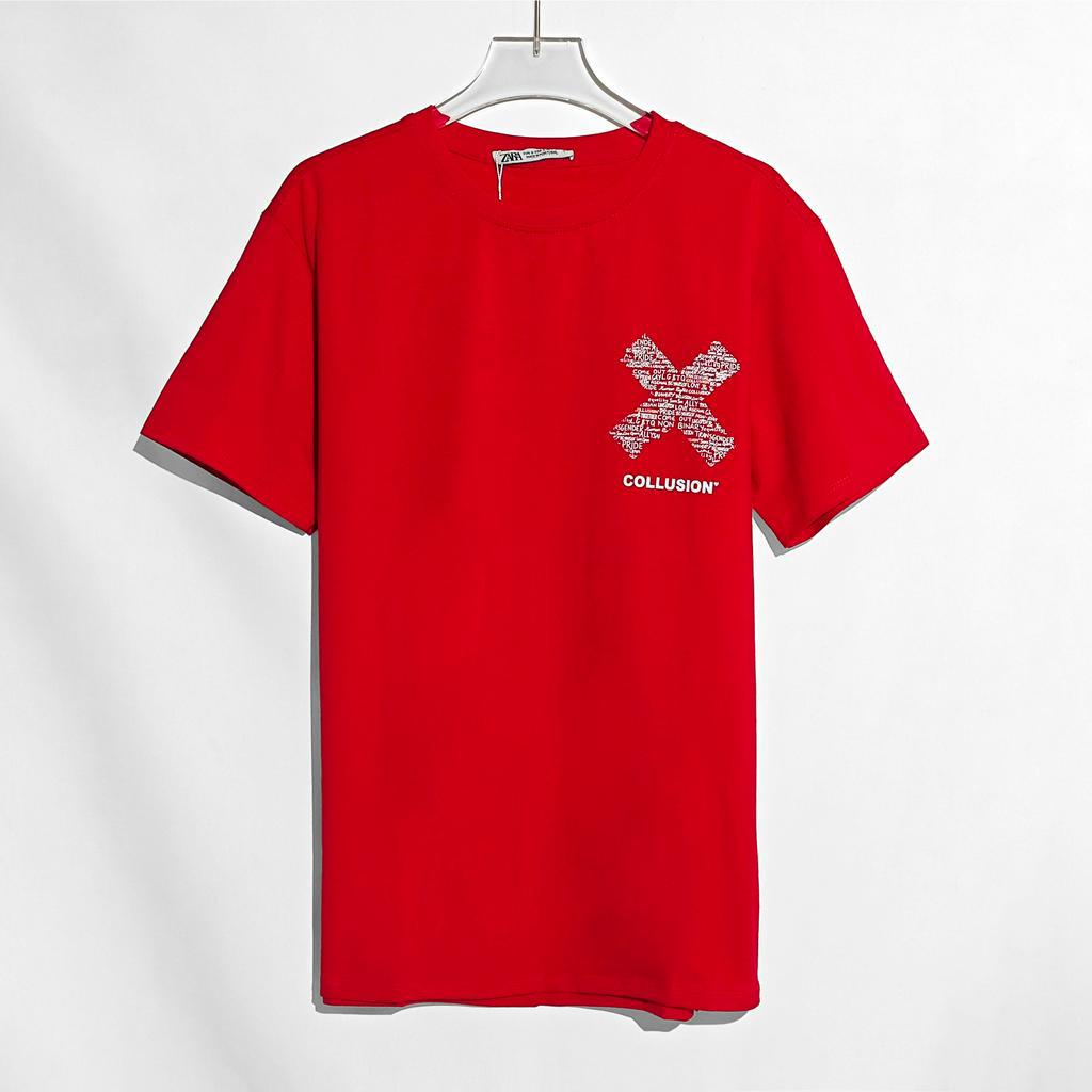 ÁO THUN ZARA VNXK IN HÌNH ĐỎ - COTTON 100% 4C FORM CHÂU ÂU