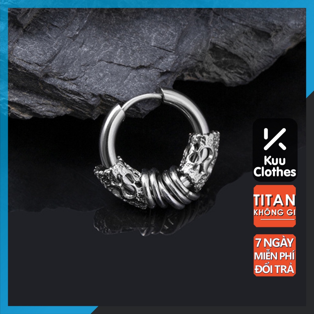Khuyên tai nam nữ unisex tròn dạng xỏ KuuClothes màu bạc đen đơn giản đẹp nhỏ xinh - HT Orn Earring